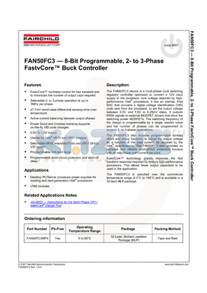 FAN50FC3MPX datasheet - 8-Bit Programmable, 2- to 3-Phase FastvCore Buck Controller