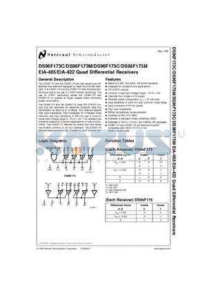 DS96F175 datasheet - Quad Differential Receivers