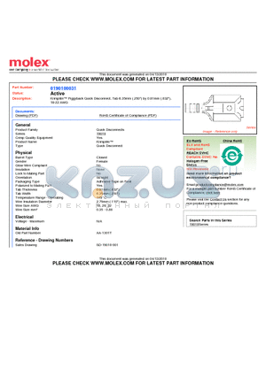 190100031 datasheet - Krimptite Piggyback Quick Disconnect