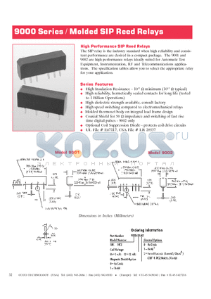 9001-05-12 datasheet - Molded SIP Reed Relays