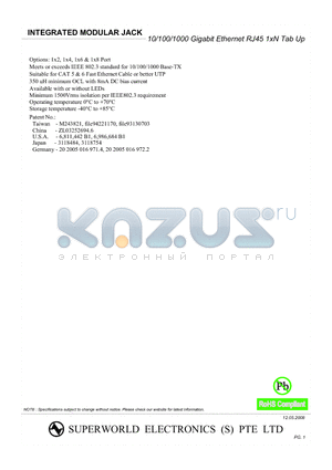 G26US-710122A datasheet - INTEGRATED MODULAR JACK