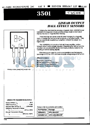 3501 datasheet - LINEAR OUTPUT HALL EFFECT SENSORS