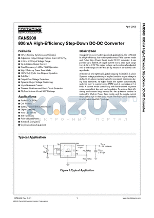 FAN5308 datasheet - 800mA High-Efficiency Step-Down DC-DC Converter