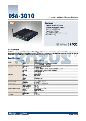 DSA-3010E datasheet - Economic Network Signage Platform