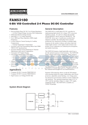 FAN53180 datasheet - 6-Bit VID Controlled 2-4 Phase DC-DC Controller