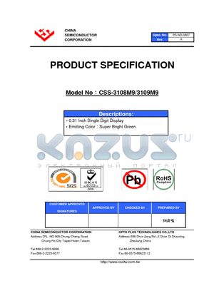 CSS-3109M9 datasheet - 0.31 Inch Single Digit Display