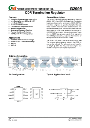 G2995 datasheet - DDR Termination Regulator