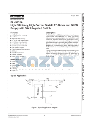 FAN5332A datasheet - High Efficiency, High Current Serial LED Driver and OLED Supply with 30V Integrated Switch