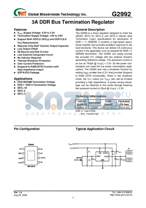 G2992F1U datasheet - 3A DDR Bus Termination Regulator