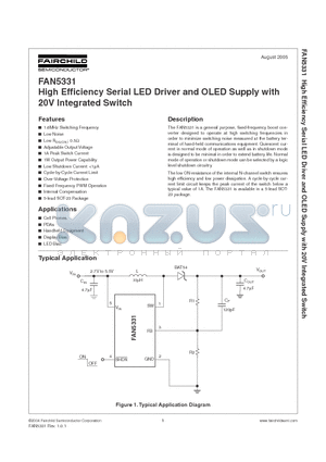 FAN5331_05 datasheet - High Efficiency Serial LED Driver and OLED Supply with 20V Integrated Switch