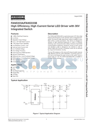 FAN5333BSX datasheet - High Efficiency, High Current Serial LED Driver with 30V Integrated Switch