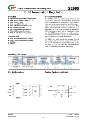 G2995F1UF datasheet - DDR Termination Regulator