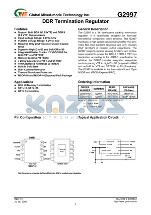 G2997 datasheet - DDR Termination Regulator