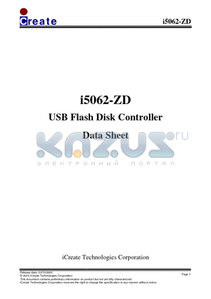 I5062-ZD datasheet - USB Flash Disk Controller
