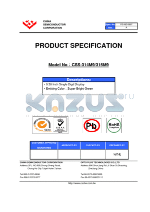 CSS-314M9 datasheet - 0.30 Inch Single Digit Display