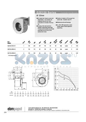 G2E120-CR21-01 datasheet - CENTRIFUGAL BLOWER