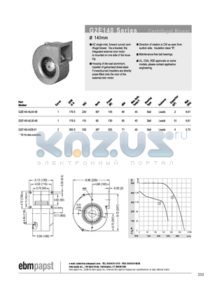 G2E140-AI28-01 datasheet - CENTRIFUGAL BLOWER