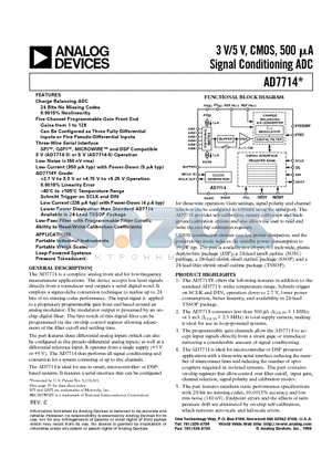 AD7714ACHIPS-3 datasheet - 3 V/5 V, CMOS, 500 uA Signal Conditioning ADC