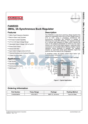 FAN5353 datasheet - 3MHz, 3A Synchronous Buck Regulator