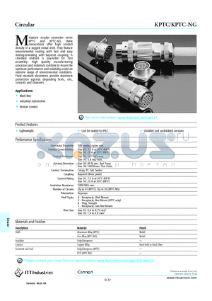 KPTC datasheet - Circular Industrial Automotive Motion Control