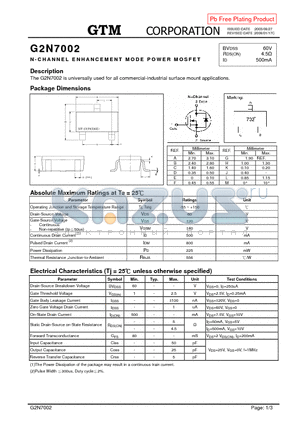 G2N7002_06 datasheet - N-CHANNEL ENHANCEMENT MODE POWER MOSFET