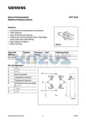 KPY33-R datasheet - Silicon Piezoresistive Relative Pressure Sensor