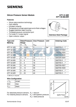 KPY42-MR datasheet - Silicon Pressure Sensor Module