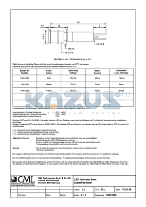 1901X252 datasheet - LED Indicator 8mm Superflat bezel