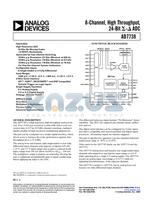 AD7738BRU datasheet - 8-Channel, High Throughput,