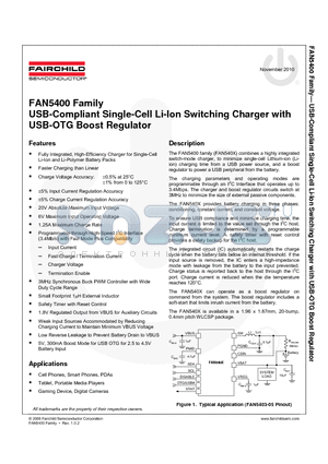 FAN5400 datasheet - USB-Compliant Single-Cell Li-Ion Switching Charger