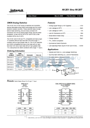 HI9P0301-5 datasheet - CMOS Analog Switches