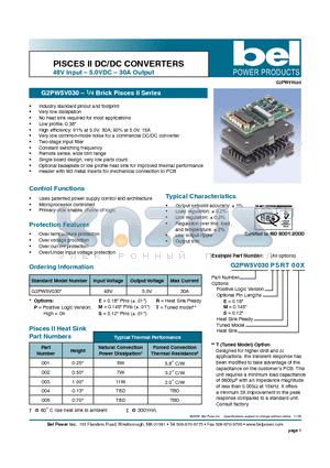 G2PW5V030PERT001 datasheet - PISCES II DC/DC CONVERTERS