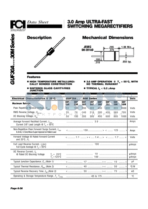 GUF30 datasheet - 3.0 Amp ULTRA-FAST SWITCHING MEGARECTIFIERS