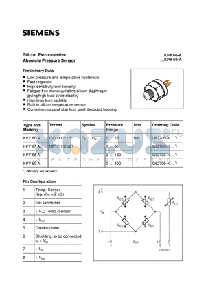 KPY66-A datasheet - Silicon Piezoresistive Absolute Pressure Sensor