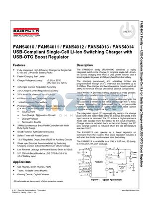 FAN54012UCX datasheet - FAN54010 / FAN54011 / FAN54012 / FAN54013 / FAN54014