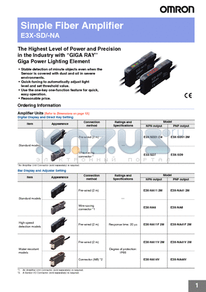 E3X-NA11 datasheet - The Highest Level of Power and Precision in the Industry with GIGA RAY Giga Power Lighting Element