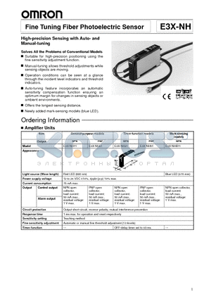 E3X-NH datasheet - Fine Tuning Fiber Photoelectric Sensor