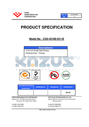 CSS-4311E datasheet - 0.43 Inch Single Digit Display