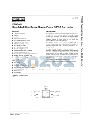 FAN5601 datasheet - Regulated Step-Down Charge Pump DC/DC Converter
