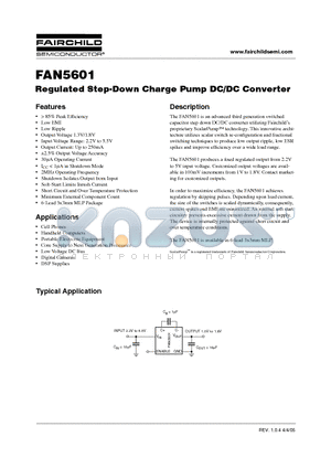 FAN5601MP13X datasheet - Regulated Step-Down Charge Pump DC/DC Converter