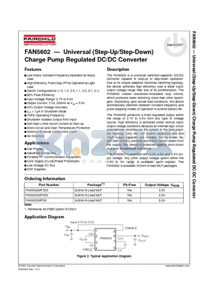 FAN5602MP33X datasheet - Universal (Step-Up/Step-Down) Charge Pump Regulated DC/DC Converter