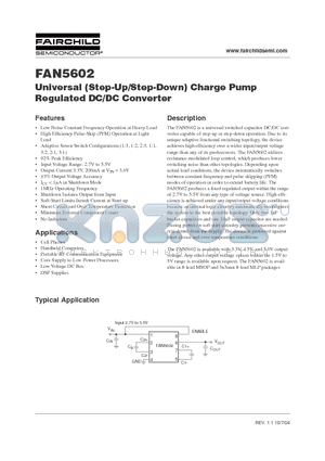 FAN5602MP5X datasheet - Universal (Step-Up/Step-Down) Charge Pump Regulated DC/DC Converter