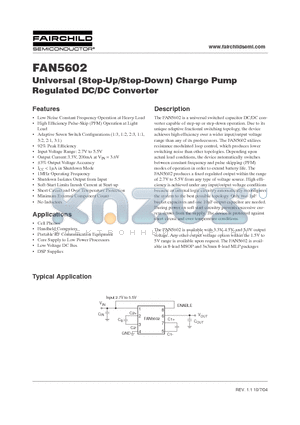 FAN5602 datasheet - Universal (Step-Up/Step-Down) Charge Pump Regulated DC/DC Converter