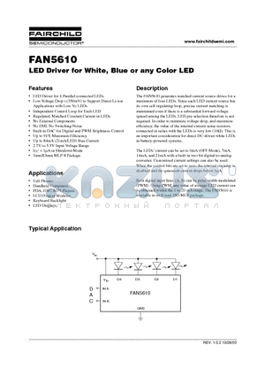 FAN5610 datasheet - LED Driver for White, Blue or any Color LED