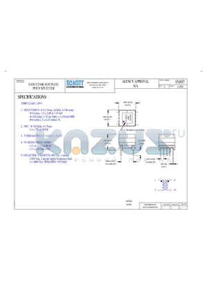 35097 datasheet - INDUCTOR COUPLED POTS SPLITTER