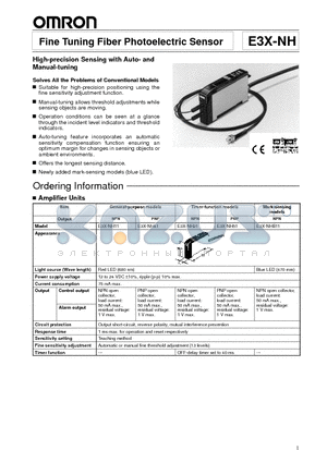 E3X-NH11 datasheet - Fine Tuning Fiber Photoelectric Sensor