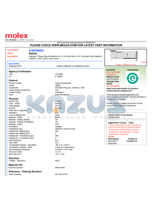 190390023 datasheet - Avikrimp Snap Plug Receptacle for 14-16 AWG Wire, PVC, Fits Male Plug Diameter3.96mm (.156