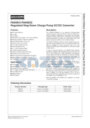 FAN5632MPX datasheet - Regulated Step-Down Charge Pump DC/DC Converter