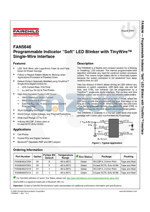 FAN5646UC00X datasheet - Programmable Indicator Soft LED Blinker with TinyWire Single-Wire Interface