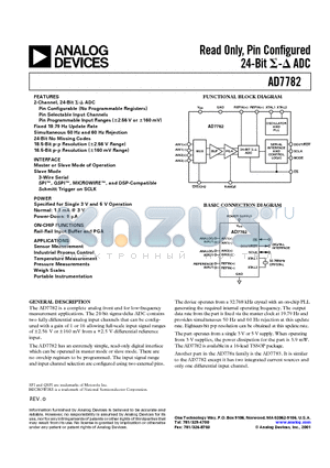 AD7782BRU datasheet - Read Only, Pin Configured 24-Bit ADC